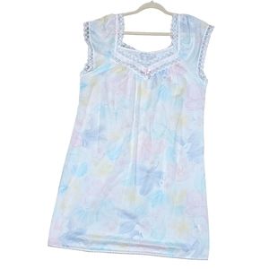 Miss Elaine vintage pastel floral light weight nightgown house dress M